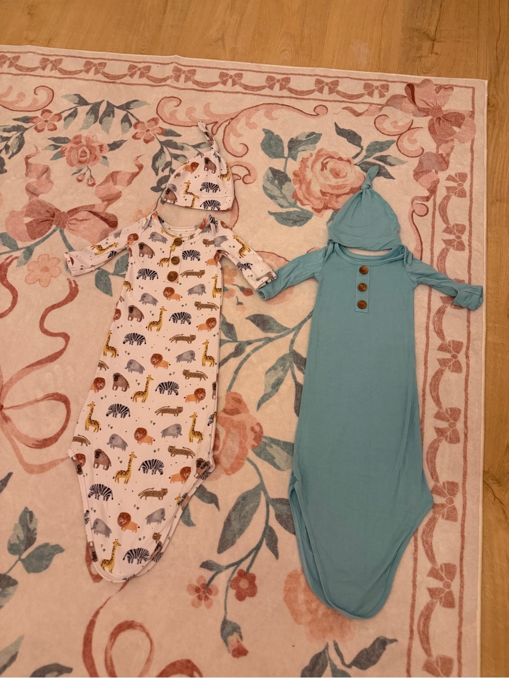 Caden Lane Teal Knotted Gown & White Animal-Print Gown Set